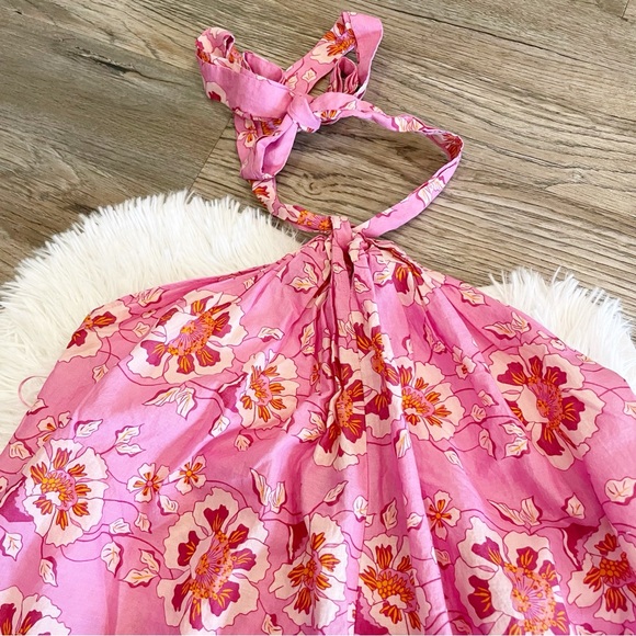 J.Crew Halter Midi Dress Swim Cover Up Pink Floral Cotton Beach Vacation Medium - Picture 6 of 8
